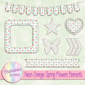 Free neon orange spring flowers design elements