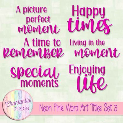 Free scrapbook title word art in a neon pink brushed metal style