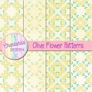Free digital papers featuring olive flower patterns.