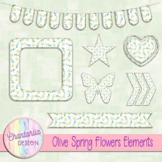 Free olive spring flowers design elements