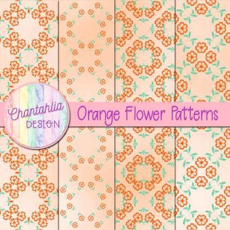 Free digital papers featuring orange flower patterns.