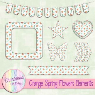 Free orange spring flowers design elements