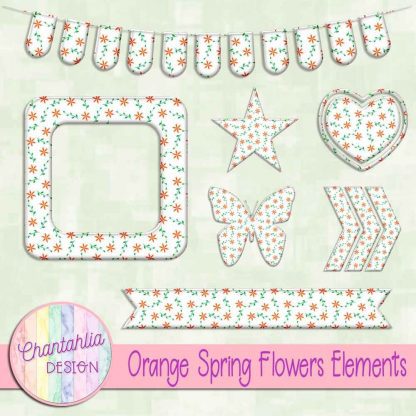 Free orange spring flowers design elements