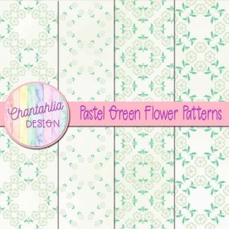 Free digital papers featuring pastel green flower patterns.