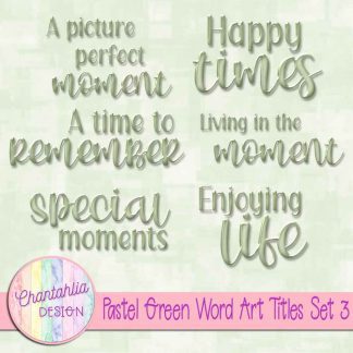 Free scrapbook title word art in a pastel green brushed metal style