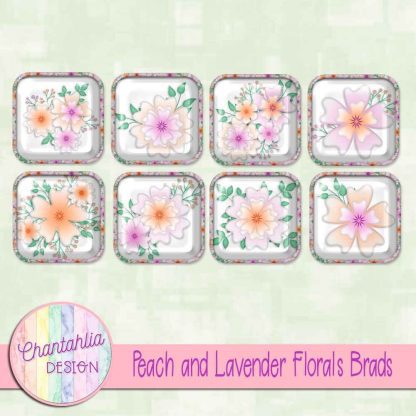 Free brads in a Peach and Lavender Florals theme