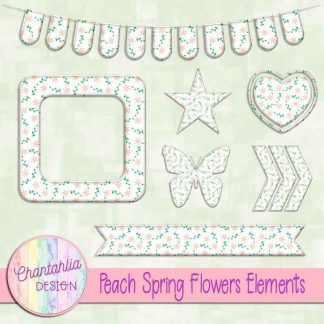 Free peach spring flowers design elements