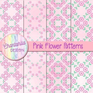 Free digital papers featuring pink flower patterns.