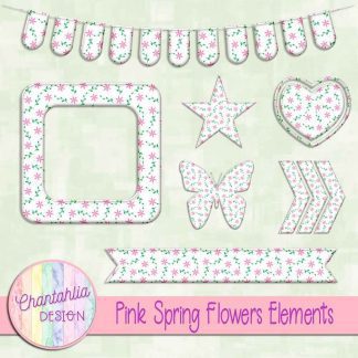 Free pink spring flowers design elements