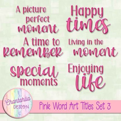 Free scrapbook title word art in a pink brushed metal style