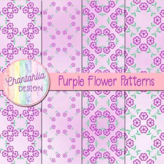 Free digital papers featuring purple flower patterns.