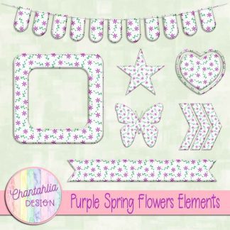 Free purple spring flowers design elements