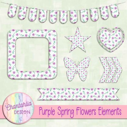 Free purple spring flowers design elements