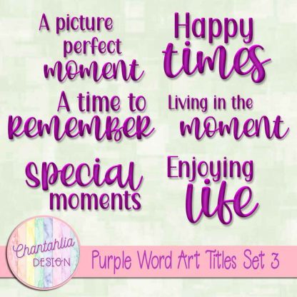 Free scrapbook title word art in a purple brushed metal style