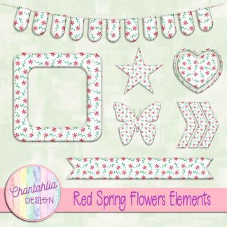 Free red spring flowers design elements