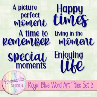 Free scrapbook title word art in a royal blue brushed metal style