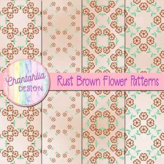 Free digital papers featuring rust brown flower patterns.