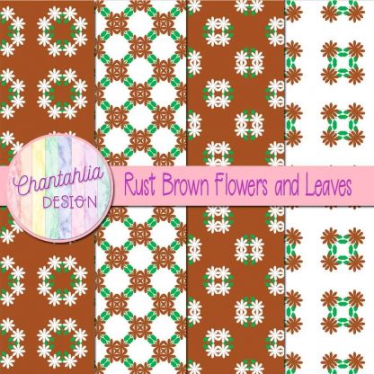 Free digital papers featuring rust brown flowers and leaves