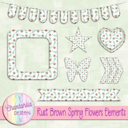 Free rust brown spring flowers design elements