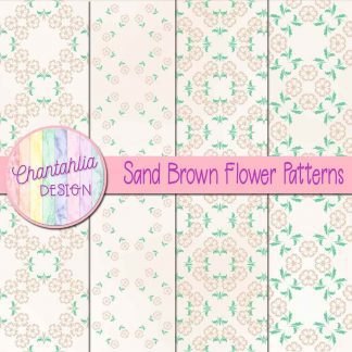Free digital papers featuring sand brown flower patterns.