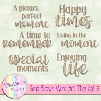 Free scrapbook title word art in a sand brown brushed metal style