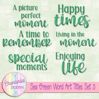 Free scrapbook title word art in a sea green brushed metal style