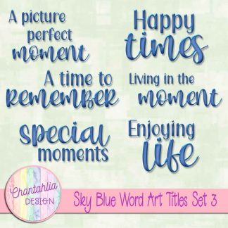 Free scrapbook title word art in a sky blue brushed metal style