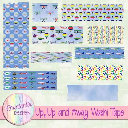 Free washi tape in a Up, Up and Away Air Transport theme