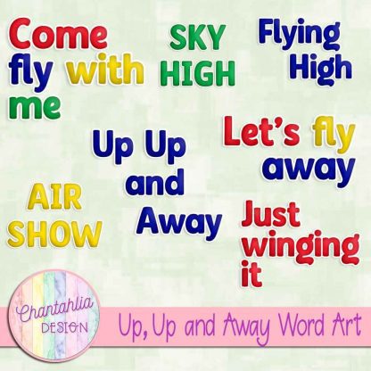 Free word art in a Up, Up and Away Air Transport theme.
