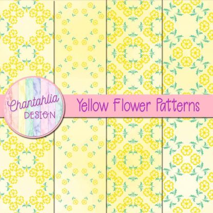 Free digital papers featuring yellow flower patterns.