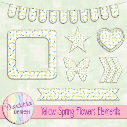 Free yellow spring flowers design elements