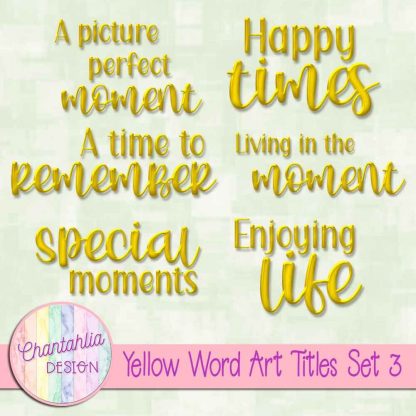 Free scrapbook title word art.in a yellow brushed metal style