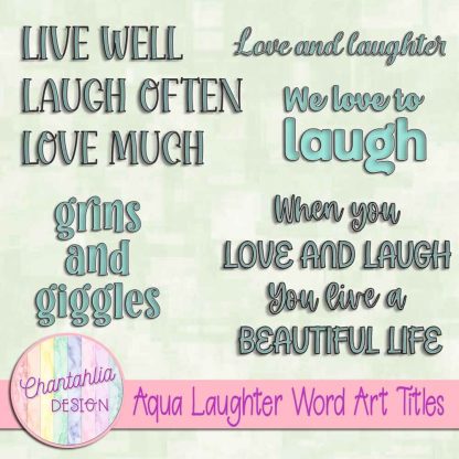 Free aqua laughter word art titles