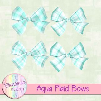 Free aqua plaid bows
