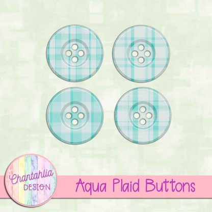 Free aqua plaid buttons