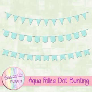 Free aqua polka dot bunting