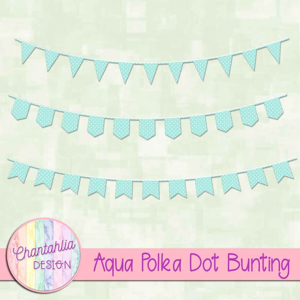 Free Aqua Polka Dot Bunting Design Elements