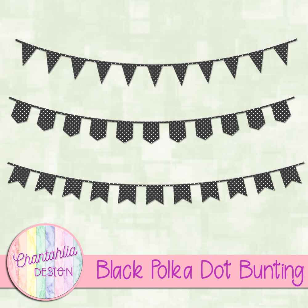 Free Black Polka Dot Bunting Design Elements