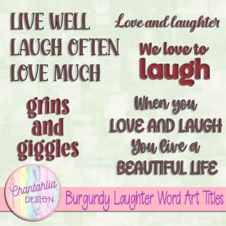 Free burgundy laughter word art titles