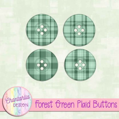 Free forest green plaid buttons