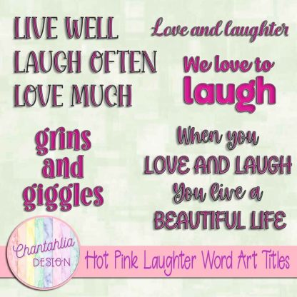 Free hot pink laughter word art titles