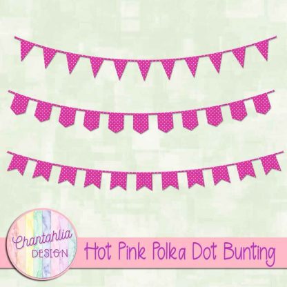 Free hot pink polka dot bunting