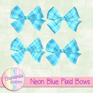 Free neon blue plaid bows