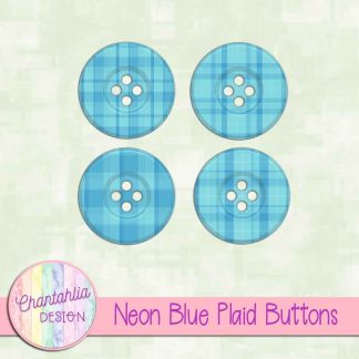 Free neon blue plaid buttons