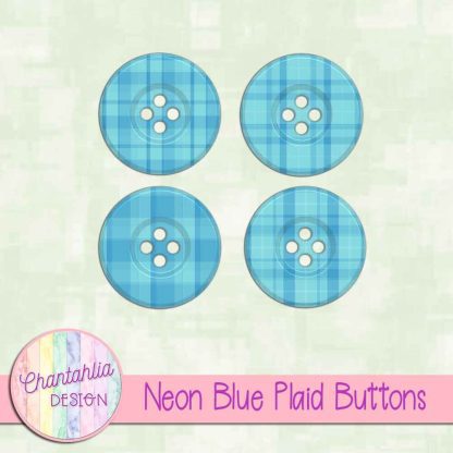 Free neon blue plaid buttons