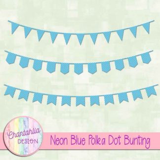 Free neon blue polka dot bunting