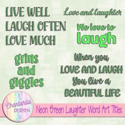 Free neon green laughter word art titles