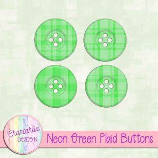 Free neon green plaid buttons
