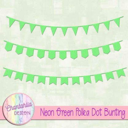 Free neon green polka dot bunting