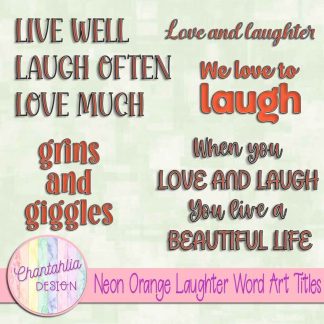 Free neon orange laughter word art titles